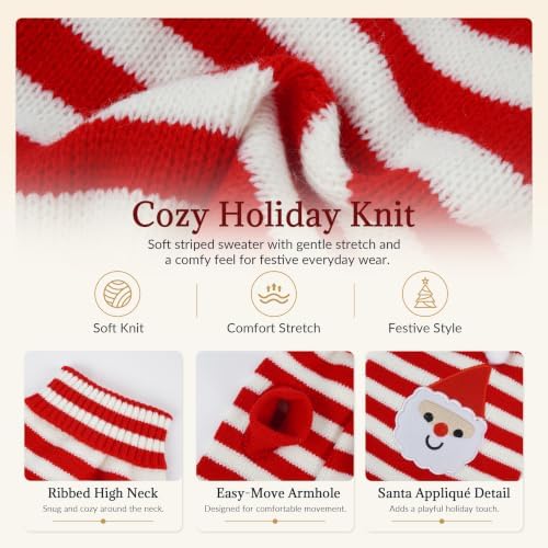 PUMYPOREITY Cat Sweater for Cats Only, Santa Pattern Knit Kitten Sweater - Image 3