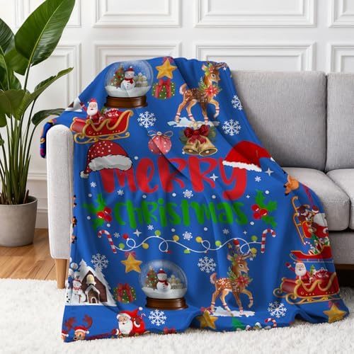 COMFAR Blue Cute Christmas Blankets and Throws for Adults/Women/Boys/Kids, Holiday Fleece Throw Blanket for Couch/Sofa, Holiday Decor, Christmas Decorations/Gifts 40"x 60" - Image 2