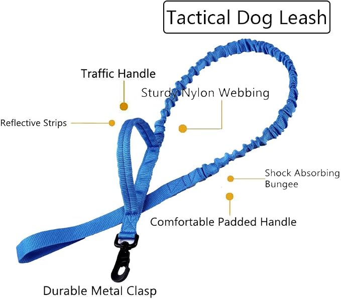 Tactical Dog Collar and Leash Set for Large Dogs with Handle,Dark Blue,S | 1000D Heavy-Duty Nylon Fabric,Quick-Release Metal Buckle,Adjustable Fit,Soft-Padded Webbing,D-Ring,for Training & Hiking