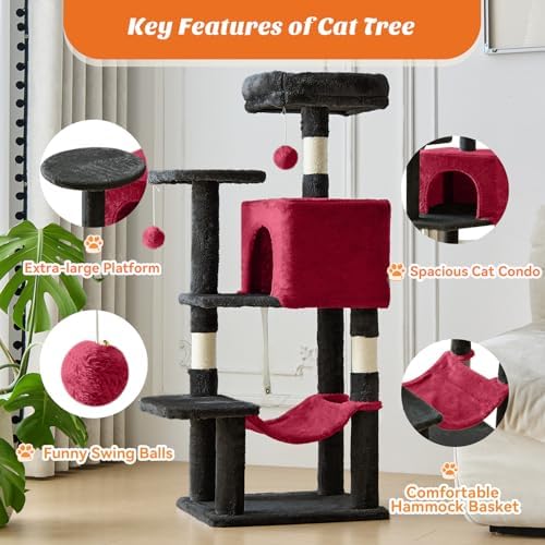 DUMOS 44 in Cat Tree Tower with Natural Sisal Scratching Posts - Image 3