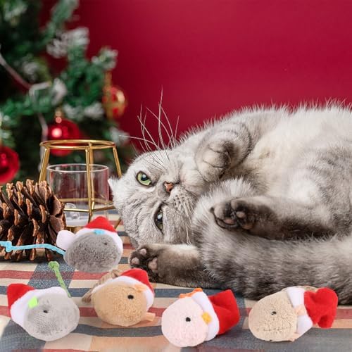 FOIMAS 6pcs Christmas Catnip Toys,Xmas Cat Toys Plush Mouse Interactive Chew Bite Toys for Cat Kitten Indoor - Image 6
