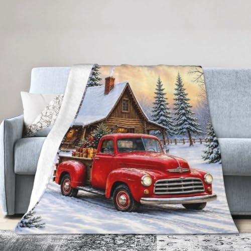 Christmas Red Truck Blanket Winter Cabin Throw Stuff Gifts 50"x40" - Image 2