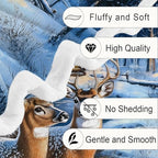 Christmas Throw Blanket, Winter Deer Snow Forest Holiday Theme Blanket for Couch and Bed, Warm Cozy Winter Cabin Throw, Super Soft, 50x60 Inch, Blue - Image 4