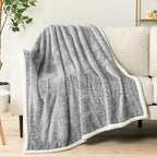PAVILIA Sherpa Throw Blanket for Couch Sofa Bed, Melange Light Gray, 50x60 - Image 4