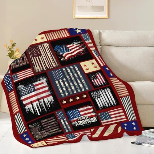 Veteran Blanket American Flag Throw Blanket Veterans Day Gifts for Men Women Adults Super Soft Cozy Plush Fluffy Fuzzy Fleece Blanket Home Decor 60''X80'' - Image 4