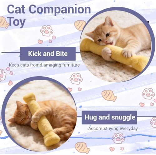 3 Pack Catnip Pillow Toys for Indoor Cats, Soft Plush Cat Toys with Pastel Macaron Colors, Interactive Catnip Toys for Biting, Cuddling and Play, Cute Kitty Toys - Image 3