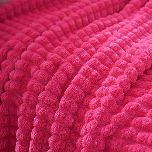 Puncuntex Fleece Throw Blanket Hot Pink 60"×80" with Square Grid Design - Image 7