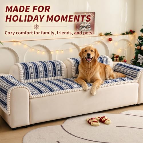 Christmas Couch Cover, Christmas Plush Sofa Cover for Dog Pet 1PC - Image 5
