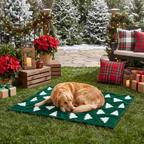 Horaldaily Christmas Green Trees Shape 3D Textured Pets Blanket 20x30 - Image 4