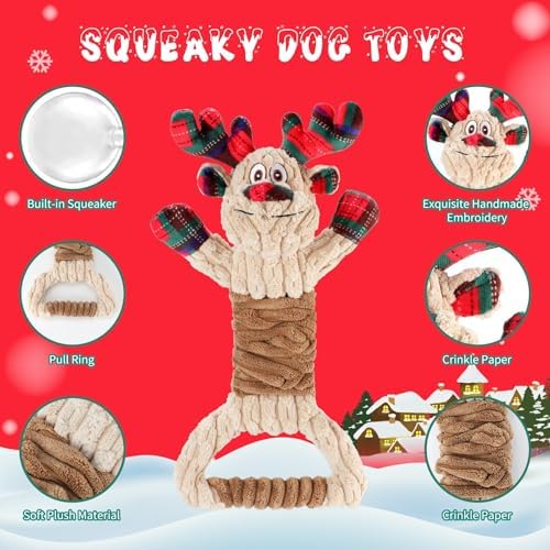 Christmas Dog Squeaky Toys, Stuffed Dog Chew Toy for Small and Medium Dogs - Image 4