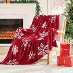 BEDELITE Christmas Twin Blanket for Decor & Gift, Red Snowflake, 60"x80" - Image 2