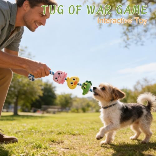 EXPAWLORER Dog Squeaky Toys - Interactive Tug of War Plush Animal Rope Toy - Image 5
