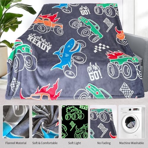 COMFAR Truck Blanket for Boys, Glow in The Dark Blanket for Kids/Toddler/Baby, Soft Fleece Blankets and Throw, Birthday 40"x 60" - Image 5