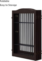 unipaws 132" Extra Wide Dog Gate and Pet Playpen with Walk Through Door | Free Standing Tall Dog Fence, Barriers for Home, Use as Indoor Dogs Cats Pen, Rabbit Pen, Espresso