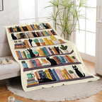 Black Cat Throw Blanket Book Cat Bookshelf Stuff Gifts for Kids Girls Boys Adults Women Men Soft Cozy Warm Plush Fluffy Fuzzy Fleece Blanket Decor 40''X50'' - Image 5