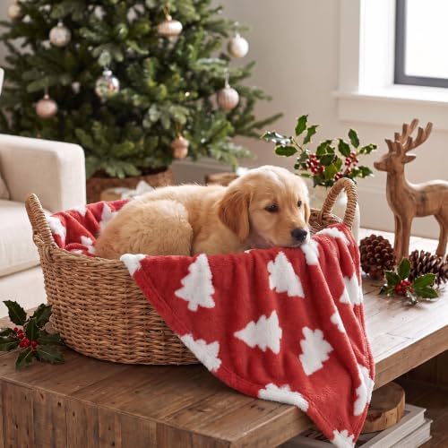 Horaldaily Red Christmas Trees Shape 3D Textured Pets Blanket 20x30 by Horaldaily