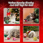 Christmas Stocking Cat Toys - 12Pcs Interactive Set for Cats with Squeaky Toys, Balls, Cat Teasers - Image 4