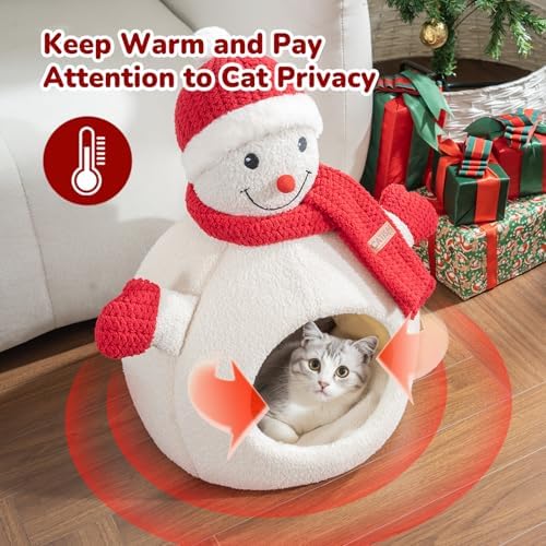 CATISM Christmas Cat Bed Snowman Cat Bed for Indoor Cats Removable Non-Slip - Image 4