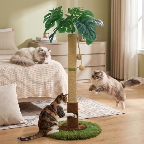 Woochpet 35" inch Cat Scratching Post,sisal cat Scratcher Tree with Leaves - Image 4