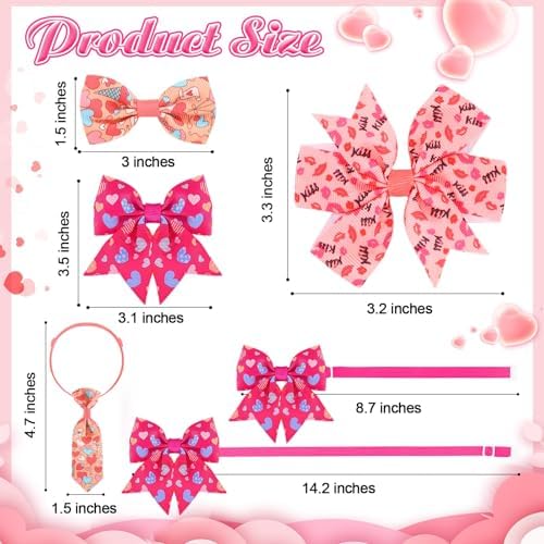Talltalk 120 Pcs Easter and Valentines Dog Bow Tie Collar Set Pet Adjustable Grooming Holiday Accessories Decoration for Dog Cat - Image 2