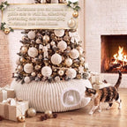 Christmas Tree Cat Tunnel 36 in Donut Bed, Beige, Flannel, Corduroy - Image 2