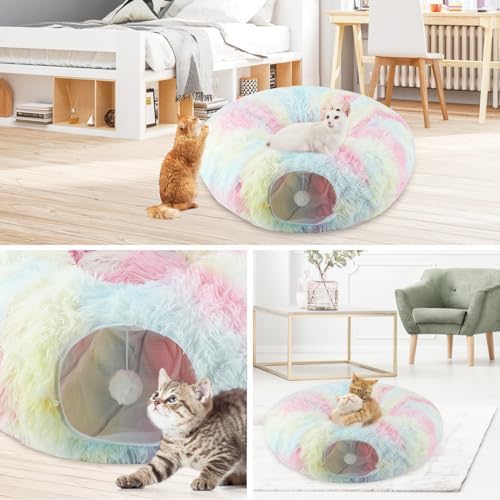 Christmas Tree Cat Tunnel Bed with Middle Mat, Cat Donut Tunnel - Image 7