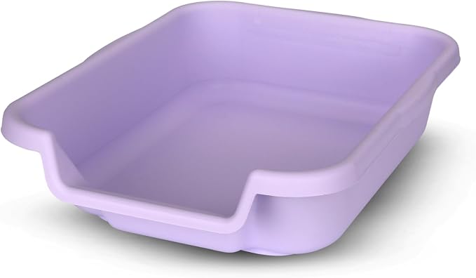 KittyGoHere Senior Cat Litter Box, Small Litter pan, Open Top Low Entrance Kitty Litter Box, Lightweight Low Entry Litters Box, Durable, Made in USA (Storybook Lavender)