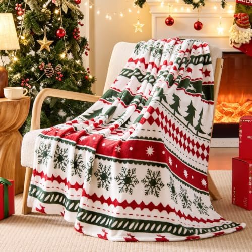 BEDELITE Christmas Stripe Blanket for Decor & Gift, Red Green, 50"x60" by BEDELITE