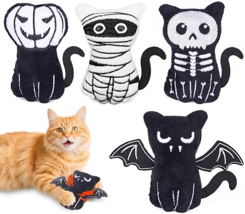 Retro Shaw Catnip Halloween Cat Toys, Goth Kitten Toy for Indoor Cats,4PCS by RetroShaw