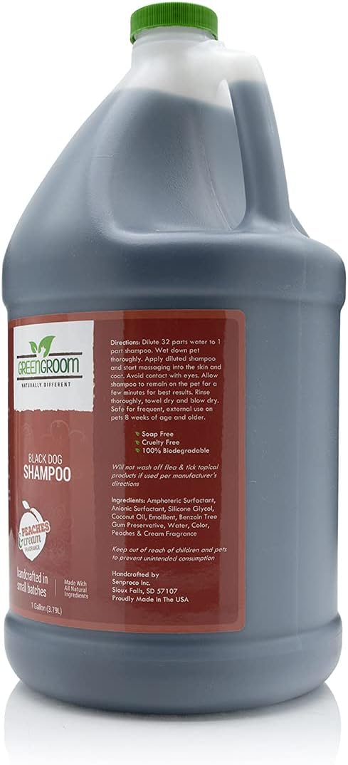 Green Groom Black Coat Dog Shampoo, Coconut Oil and Protein, 1 Gallon | 32:1 Concentrate, Restores Dark Coat Tones, Coconut Oil and Protein Condition and Add Shine, Pet Grooming Wash, Groomer Grade
