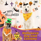 Preboun 50 Pcs Halloween Dog Bandanas Bulk, Pumpkin Ghost Bat Spider Web - Image 2