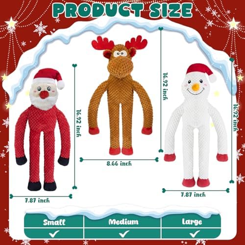 no Stuffing Christmas Dog Toys Squeaky 3-Pack Interactive Chew Toy - Image 3