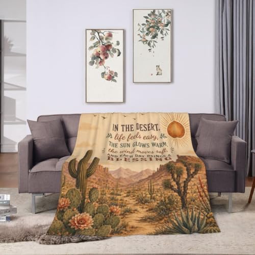 Desert Cactus Blanket Western Inspirational Throw Gifts 50"x40" - Image 6