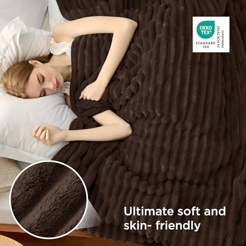 Bedsure Soft King Size Blankets for Bed Chocolate Brown 108"x90" - Image 4
