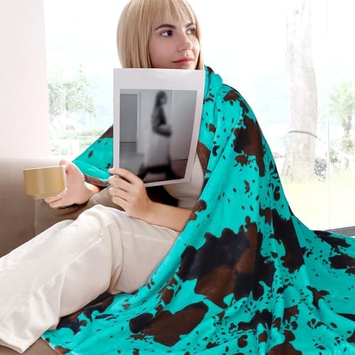 Teal Throw Blanket for Women, Soft Cozy Turquoise Fleece Blanket for Bed Couch, Teal Gifts for Women Men, Lightweight Home Bedroom Living Room Decor for All Seasons, 50x60 inches - Image 3