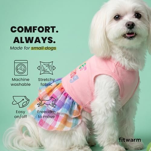 Fitwarm Easter Blessing Dog Dress, Easter Outfit for Small Dogs Girl, Colorful Pet Clothes, Pink, Blue, Orange, White, Medium - Image 6