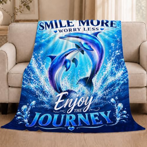 Dolphin Throw Blanket Dolphin Stuff Gifts for Kids Girls Boys Adults Women Man Soft Cozy Warm Plush Fluffy Fuzzy Fleece Blanket Decor 50''X60'' - Image 5