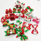 100pcs Dog Puppy Cat Christmas 3D Rhinestone Hair Bows with Rubber Bands Flat Pet Xmas Grooming Accessories - Image 4