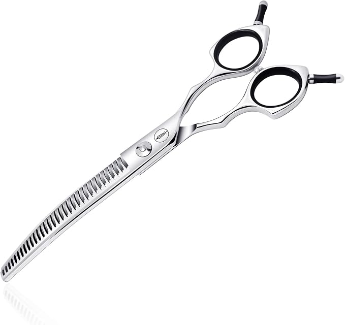 HASHIMOTO Curved Chunkers Shears Dog Grooming, 7.0 inch, 65% Thinning Rate | Lightweight, 440C Stainless Steel, Sharp, Easy to Use