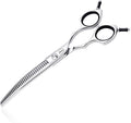 HASHIMOTO Curved Chunkers Shears Dog Grooming, 7.0 inch, 65% Thinning Rate | Lightweight, 440C Stainless Steel, Sharp, Easy to Use
