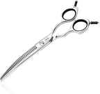 HASHIMOTO Curved Chunkers Shears Dog Grooming, 7.0 inch, 65% Thinning Rate | Lightweight, 440C Stainless Steel, Sharp, Easy to Use