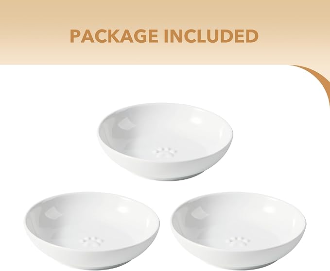 Havniva Ceramic Cat Bowls, Shallow Cat Dishes, Cat Food Plate Set of 3 | Wide Opening, 5.6” Cat Plates, Ceramic Cat Food Bowls for Wet & Dry Food, Non-slip Rubber Base, Whisker Friendly Cat Bowl