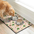 Christmas Dog Food & Water Mat, Paw Prints Santa Claus Snowman Xmas Pet Feeding Mat for Floor Non-Slip Waterproof, Super Absorbent Cat Bowl Mat, Easy to Clean Pet Placemat,24" × 32" - Image 2