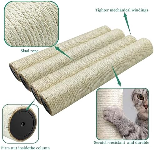 4PCS Cat Scratching Post Replacement, 15.7in Cat Tree Parts with M8 Screws - Image 4