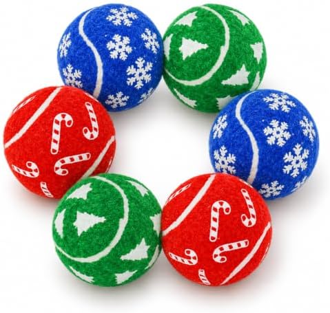 INSUM Christmas Dog Balls Toys, 2.5'' 6 Pack Dog Stocking Stuffers by INSUM