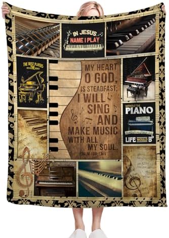 Vintage Piano Blanket Music Throw Blankets Decor Stuff Cozy Flannel Fleece Soft Plush Fuzzy Warm Lightweight Bedding Gifts for Women Girls Kids 50"X40" - Image 4