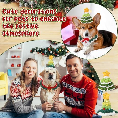 Geyoga 4 Pcs Pet Christmas Costume Suit Gift for Cat Dog, Cute Design - Image 4