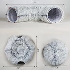 Plush Cat Tunnel Bed for Indoor Cats, Collapsible Cat Donut Tunnel with Central Mat, Fluffy Cats Cave Tube with Hanging Ball for Kitten Rabbit Puppy Ferret - Image 7