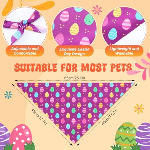 Preboun 50 Pcs Easter Dog Bandanas Bulk Bunny Dog Bandanas for Dogs Triangle Kerchief Bibs Scarf Set for Pet Costume Photo Props Accessories Pet Shops Adoption Events, 25 Styles(25.6 x 17.7 x 17.7) - Image 3
