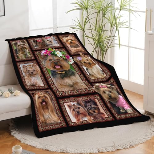 Yorkshire Terrier Blanket for Girls Women Boys Men Adults Kids Soft Cozy Fleece Yorkie Dog Throw Blankets Gifts Warm Flannel Plush Stuff Lightweight Decorative for Couch Bed Sofa 60"X50" - Image 3